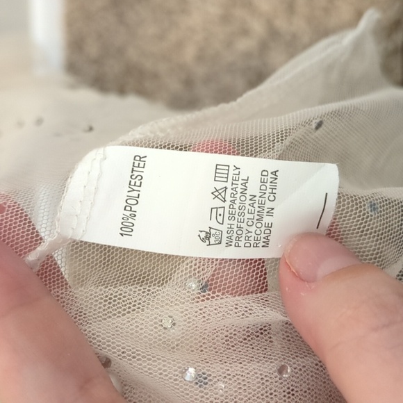 Amazon cream mesh sheet pearl studded long sleeve maxi length swim cover up - Picture 11 of 11